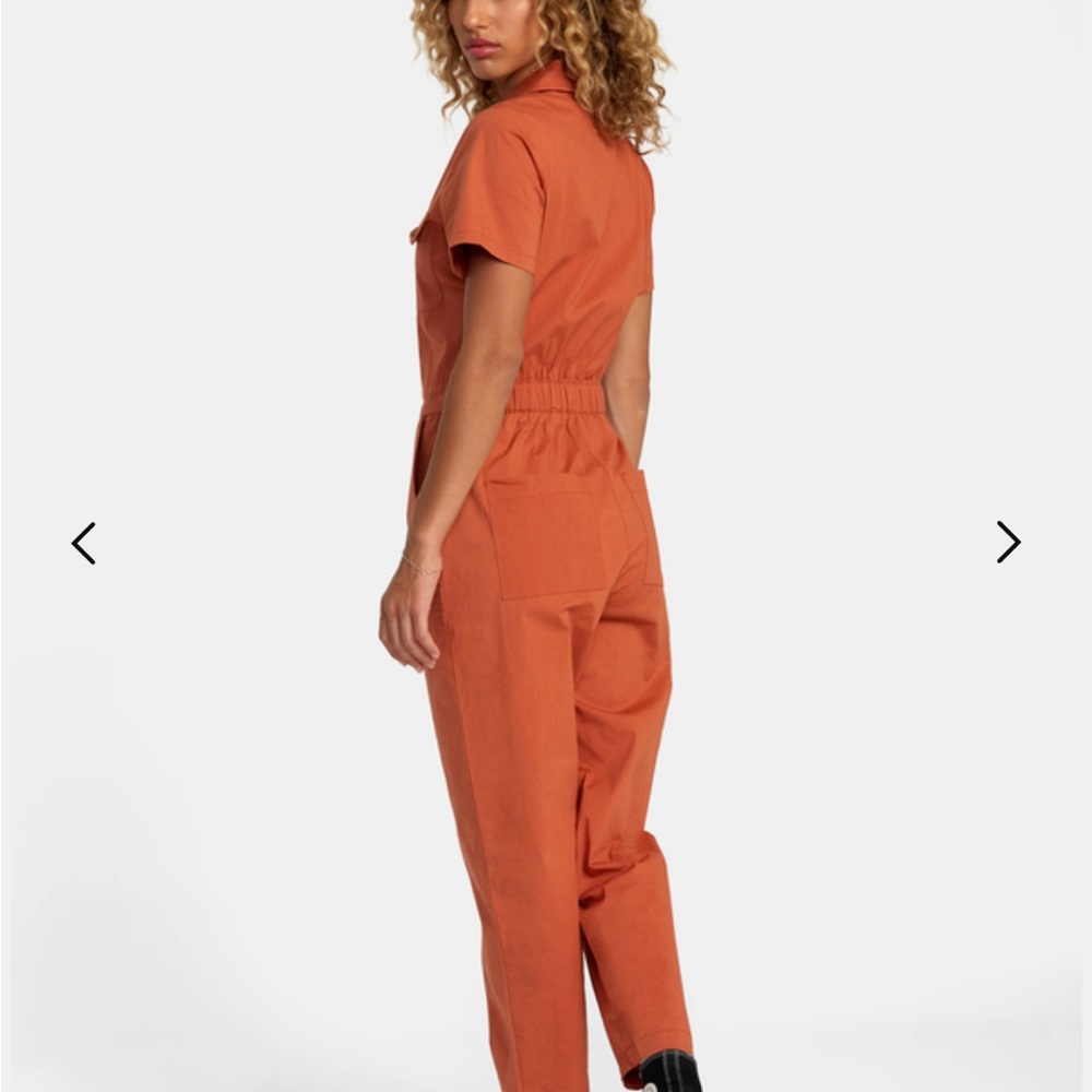 RVCA Recession Women's Orange Jumpsuit - Picture 2 of 9